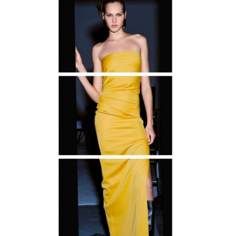 🆕(NWT) ZARA Bloggers Fav Mustard Yellow Strapless Maxi Dress Size XS. - Picture 10 of 11